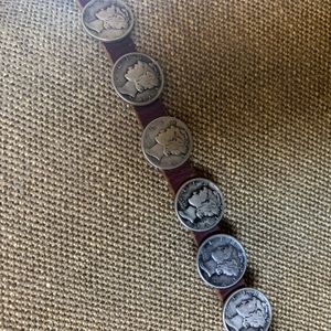 Antique Silver Dime Hat Band or Belt